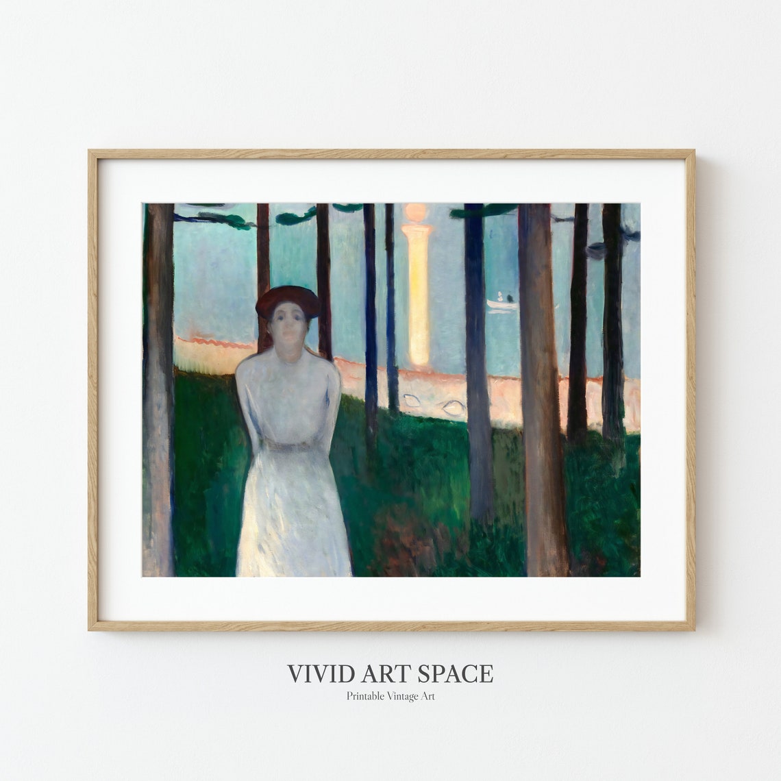 Edvard Munch Summer Night Dream Moonlit Shore Portrait Art Print - Image 2
