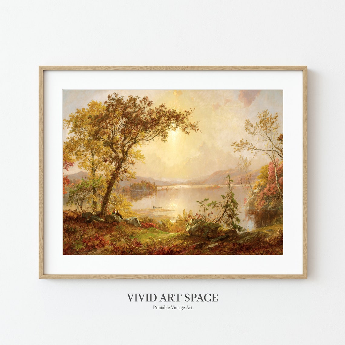 Golden Autumn River Valley Landscape Vintage Fall Nature Poster - Image 2