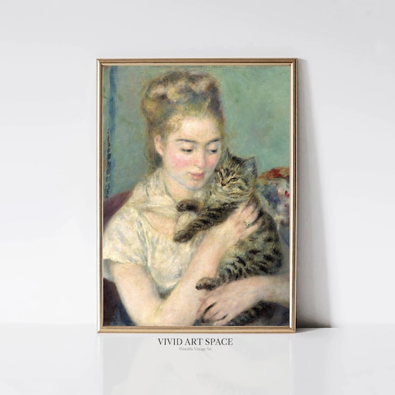 Renoir-Inspired Woman With A Cat Art Print