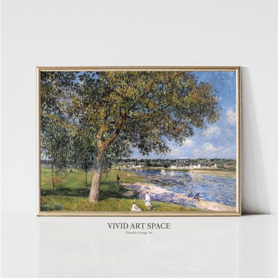 Walnut Tree In The Meadow Vintage Landscape Painting Vintage Art Print Farmhouse Wall Decor Printable Wall Art