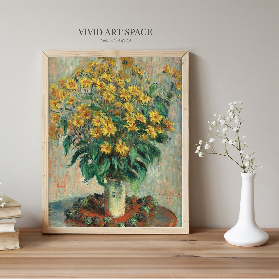 Jerusalem Artichoke Flowers by Claude Monet in a Vase Poster - Image 2