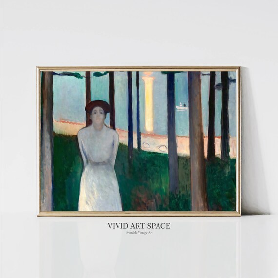 Edvard Munch Summer Night Dream Moonlit Shore Portrait Art Print