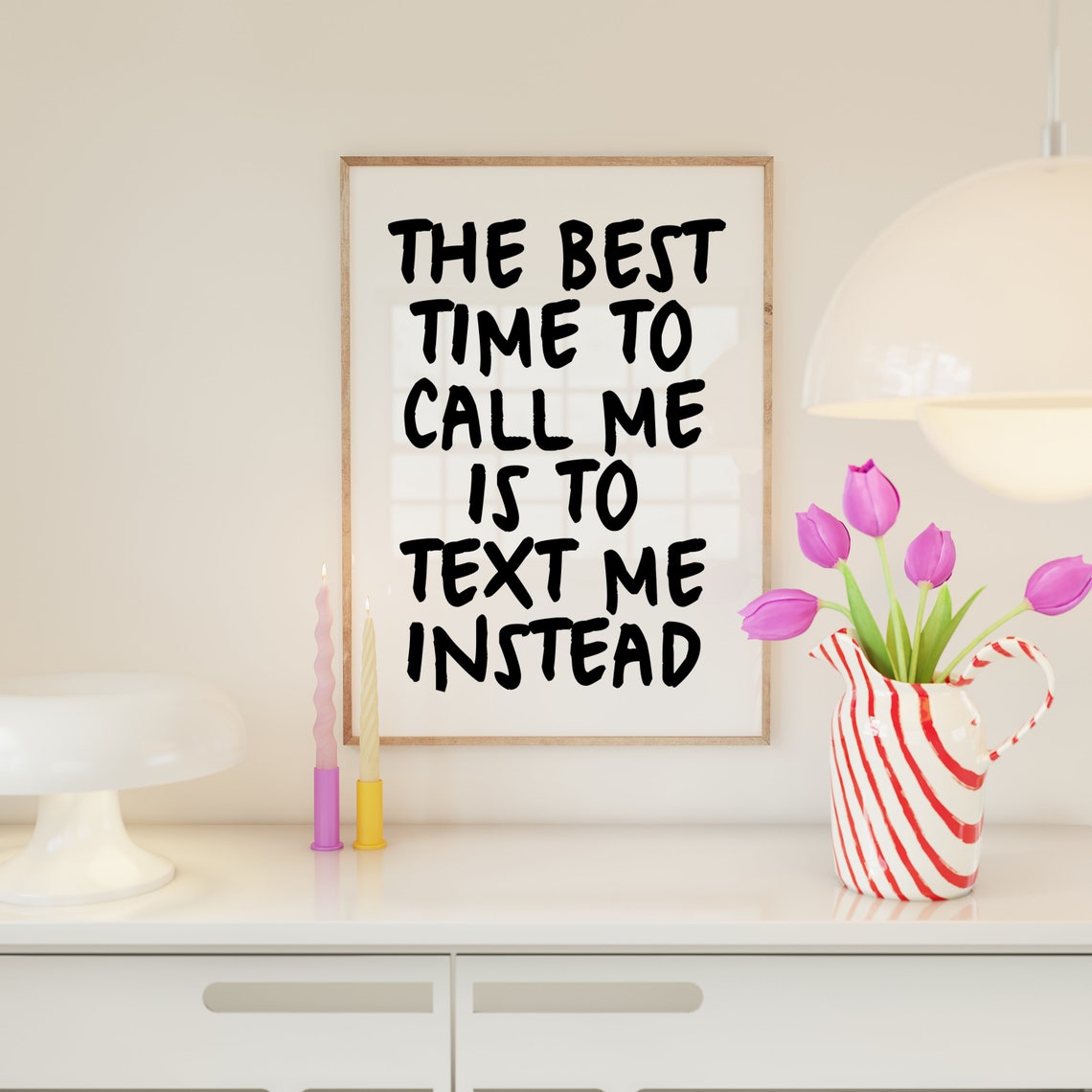 Text Me Instead Funny Sarcastic Quote Typography Office Poster - Image 2