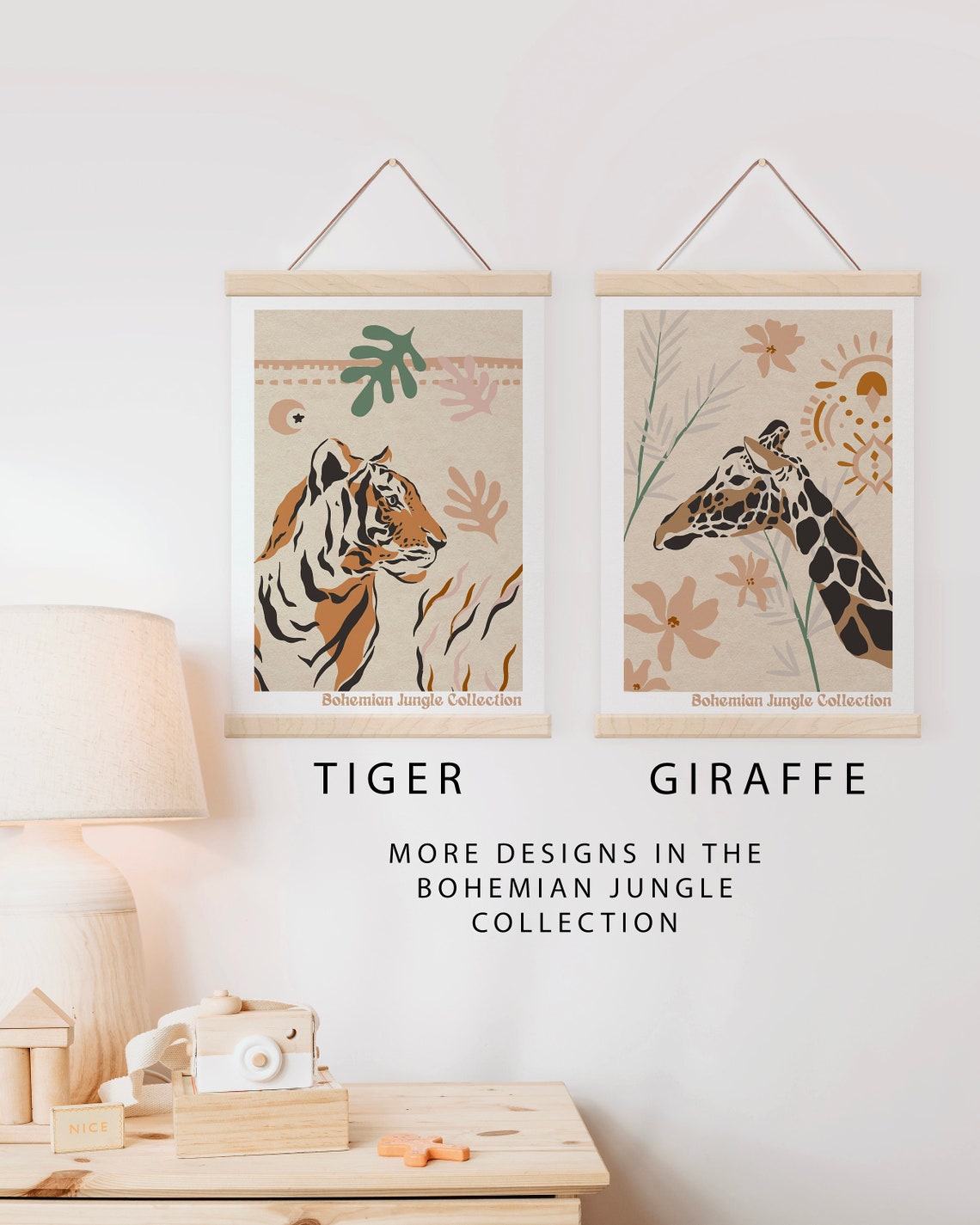 Boho Tiger Bohemian Jungle Nursery Decor Retro Wildcat Poster - Image 2