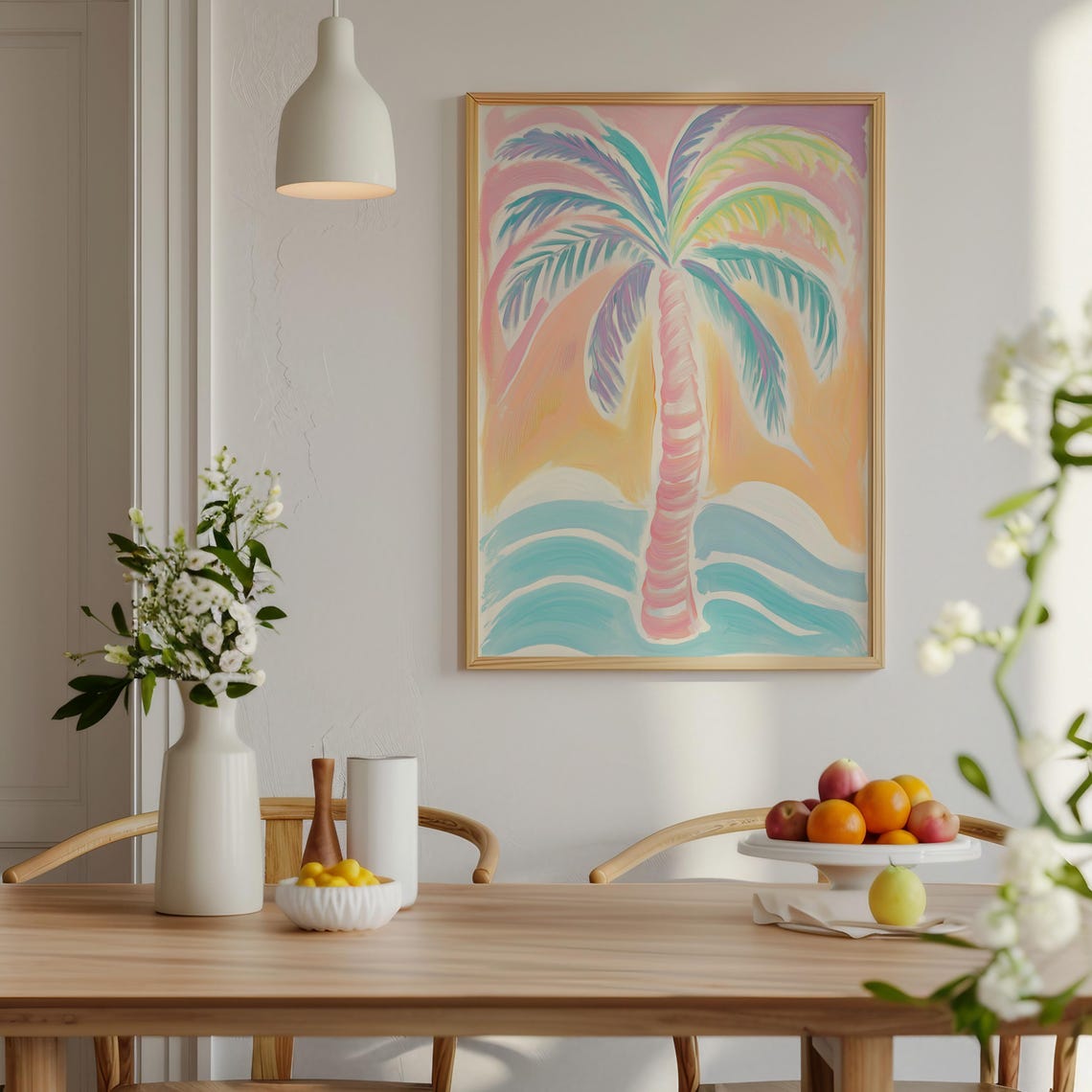 Pastel Palm Tree Painterly Tropical Sunset Coastal Art Print - Image 3