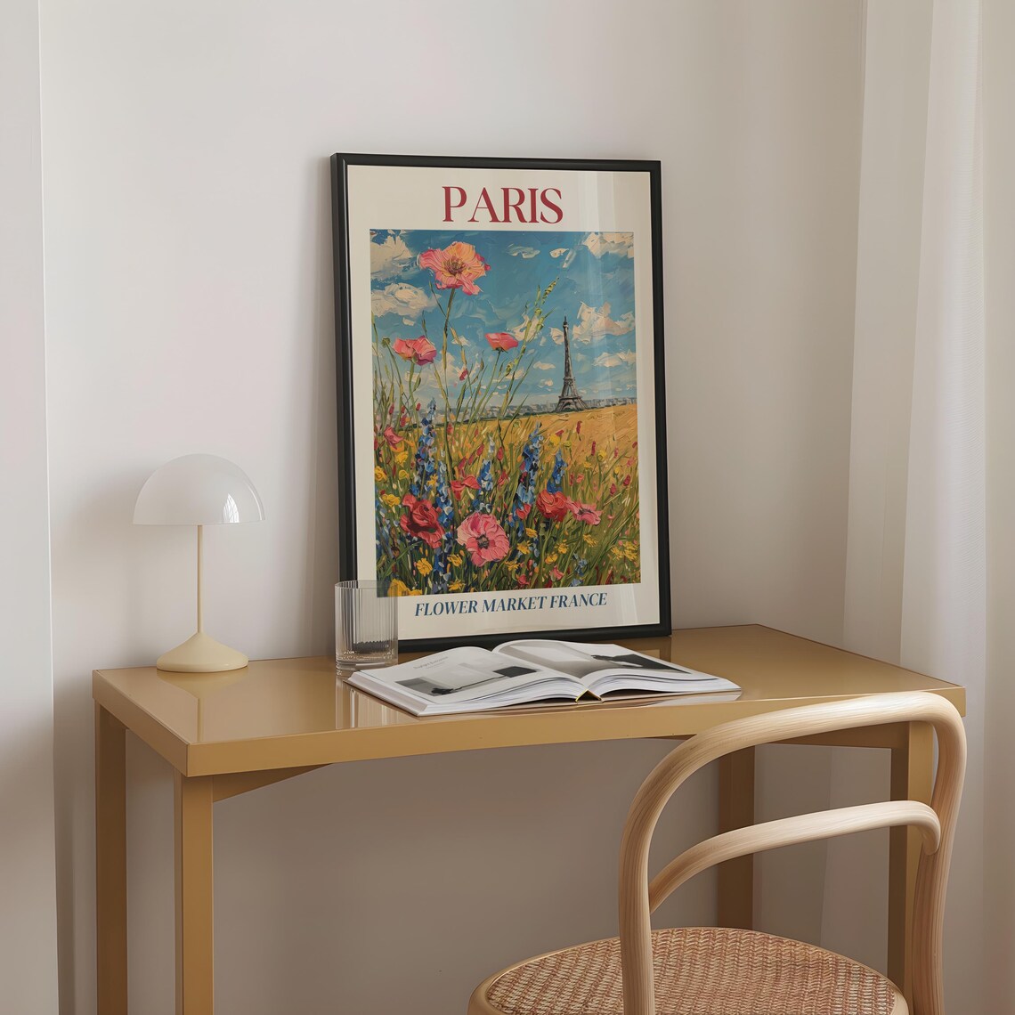 Paris France Flower Market Eiffel Tower Wildflower Field Travel Poster - Image 2