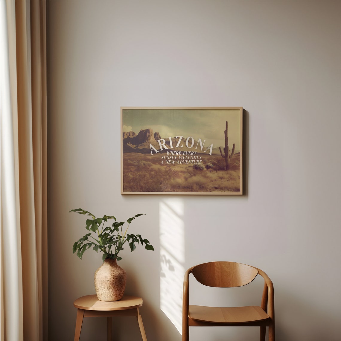 Arizona Retro Scene Photo Typography Travel Print Welcome To Arizona Old West Western Cowboy Cowgirl Desert Farmhouse Ranch Southwestern - Image 2