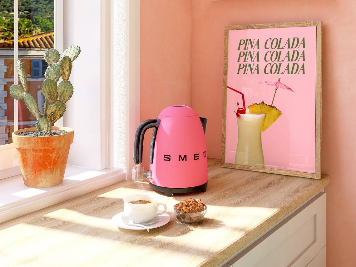 Pina Colada Tropical Drink Photo Pink Retro Summer Kitchen Poster - Image 4