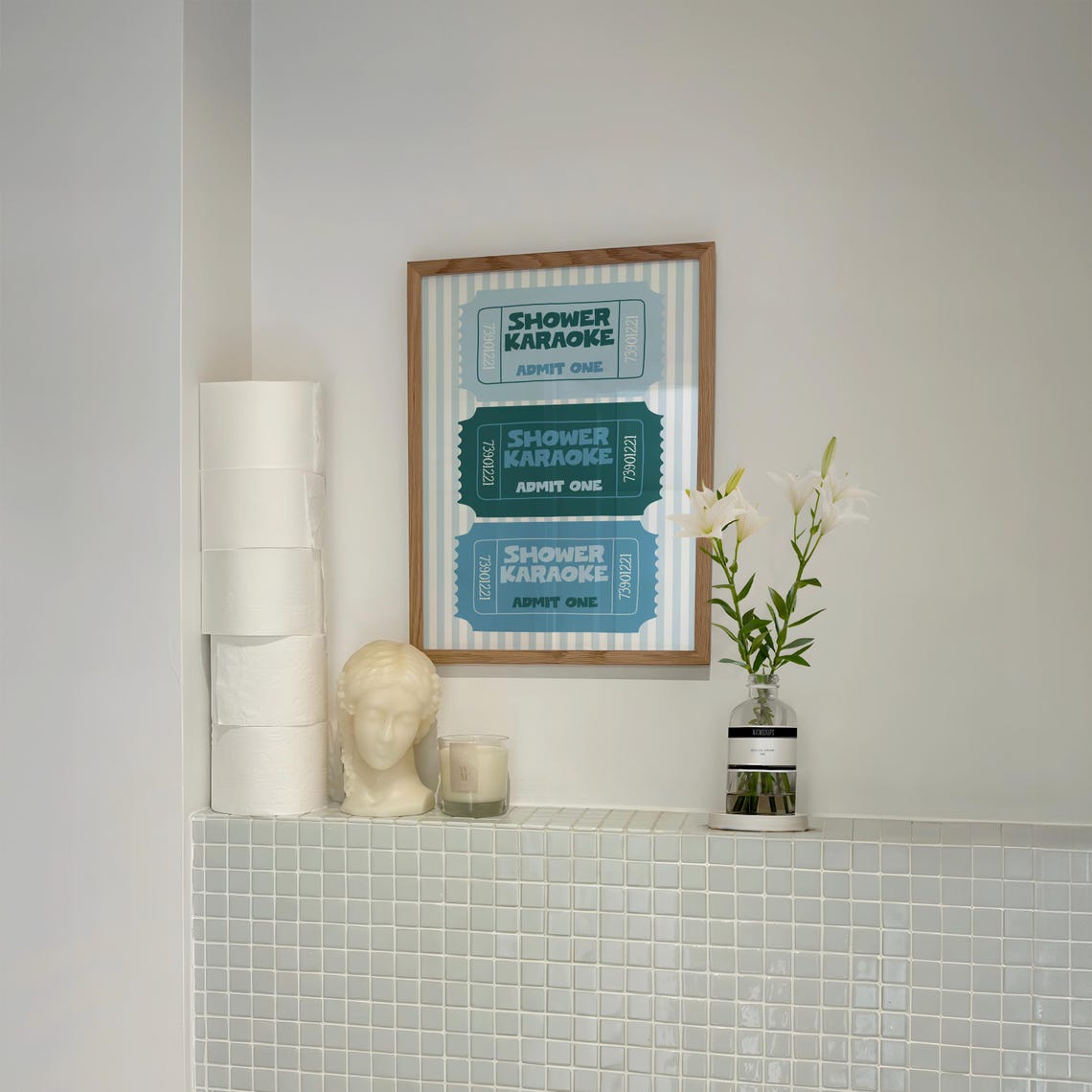Shower Karaoke Admit One Retro Ticket Funny Bathroom Wall Art - Image 2