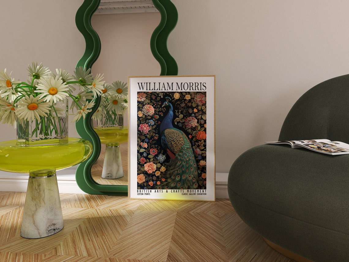 William Morris Peacock Floral Majestic Bird Exhibition Poster - Image 4