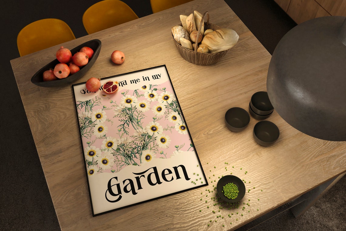 You Will Find Me In My Garden Pink Daisy Vintage Retro Print - Image 4