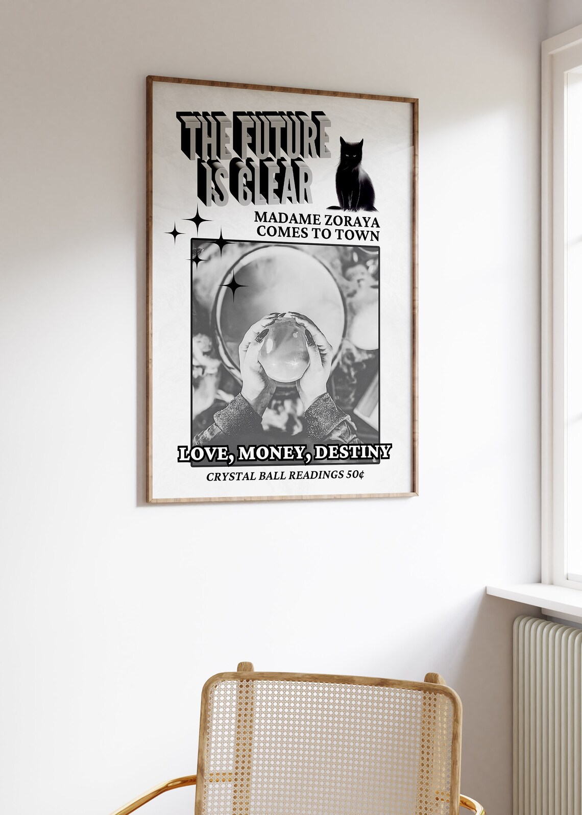 Madame Zoraya Fortune Teller Crystal Ball Retro Newspaper Poster - Image 2