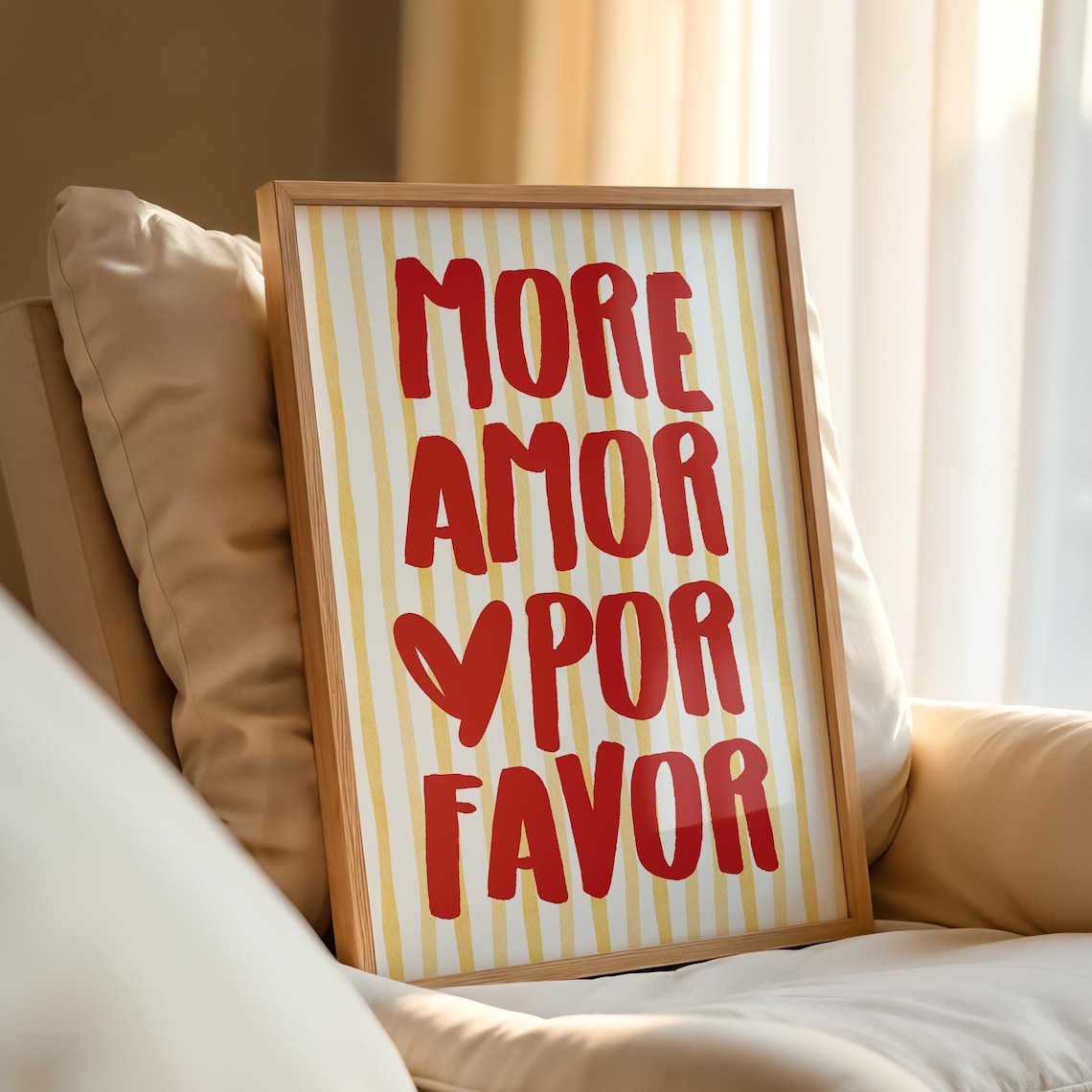 More Amor Y Por Favor Spanish Love Quote Red Text Typography Poster - Image 2