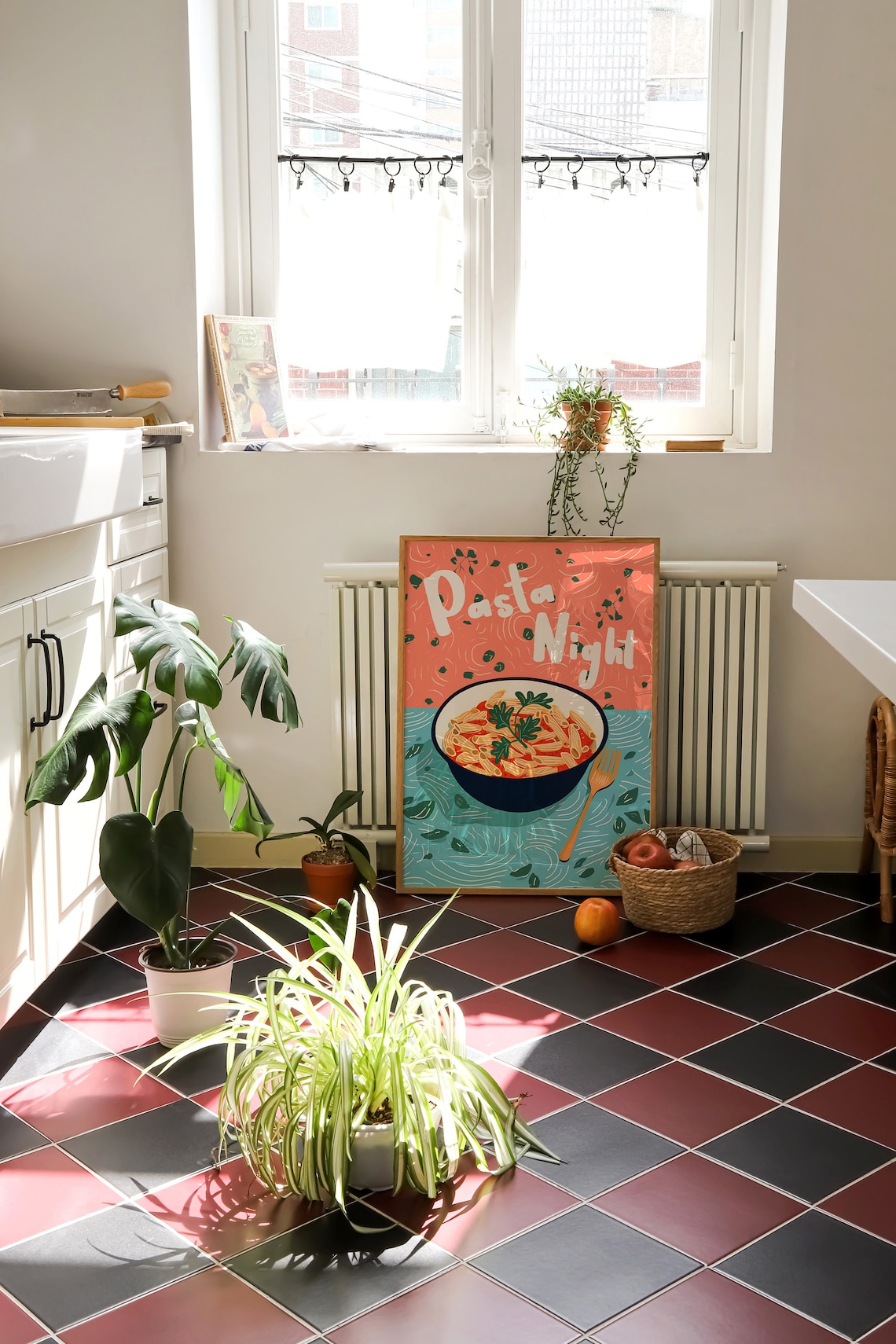 Pasta Night Retro Kitchen Dining Art Print - Image 4