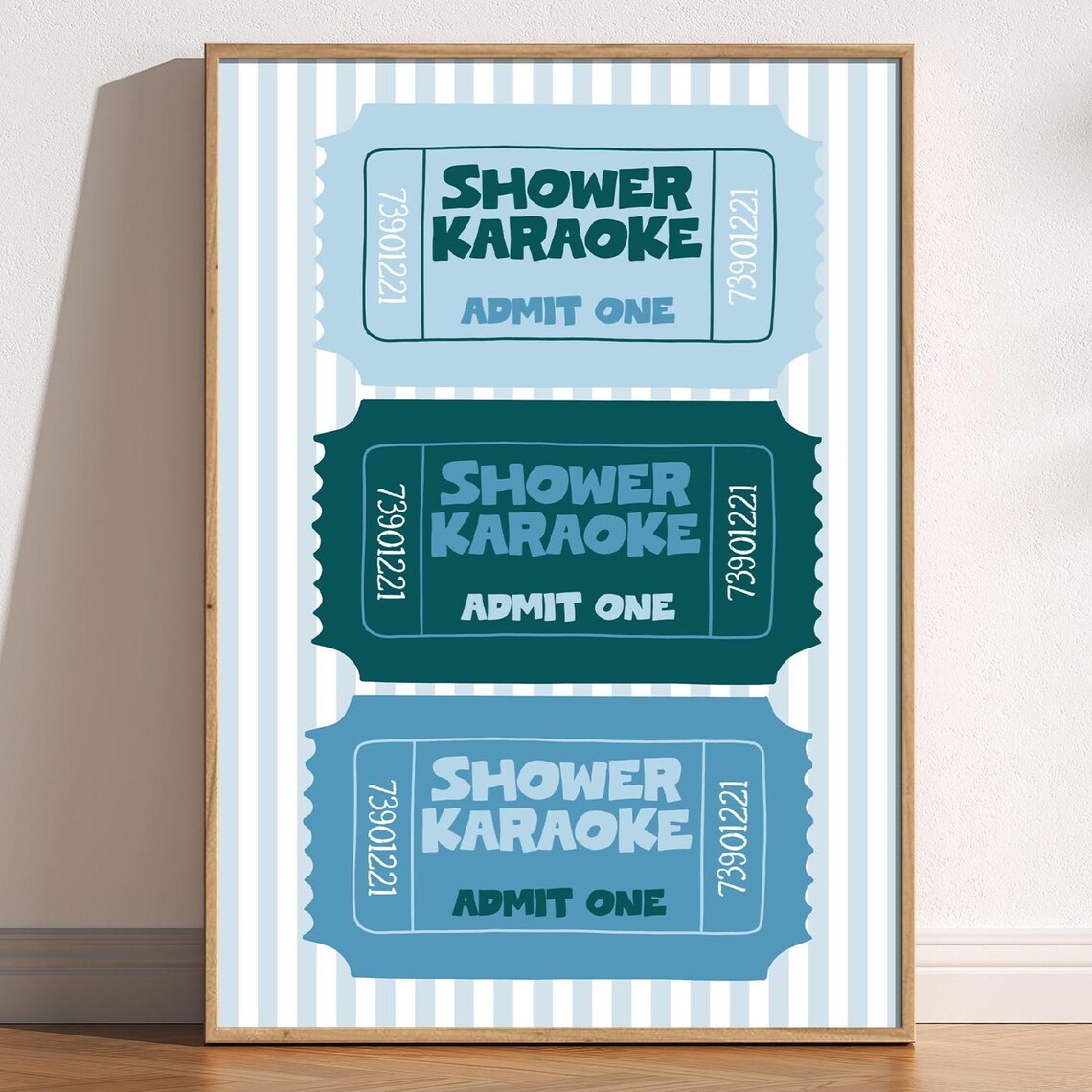 Shower Karaoke Admit One Retro Ticket Funny Bathroom Wall Art
