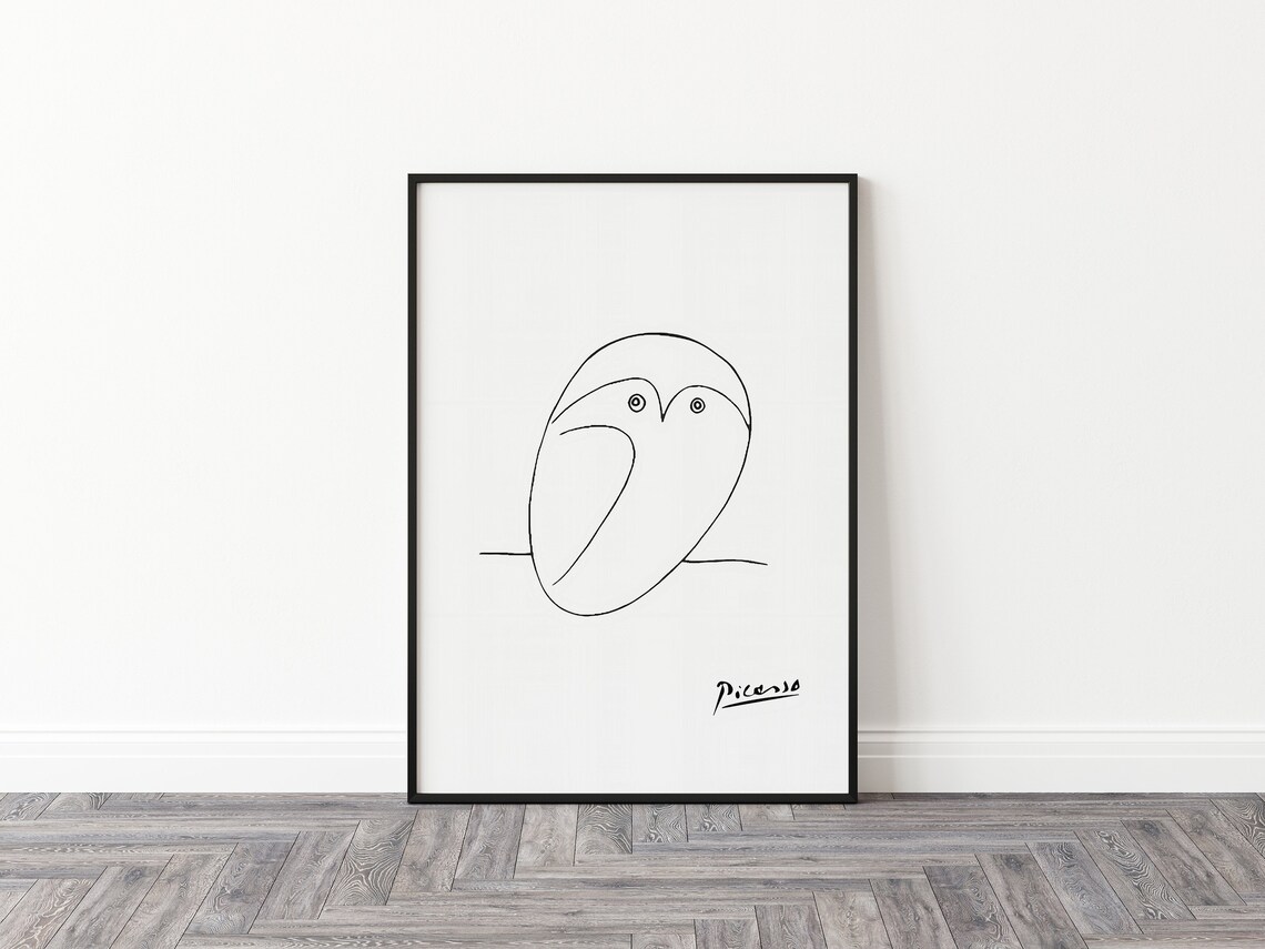 Picasso Owl Line Art Poster Print, Minimalist - Image 3