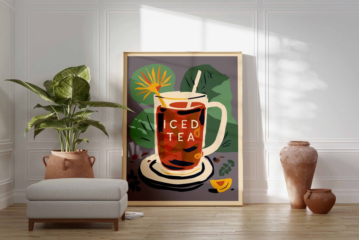 Iced Tea Tropical Red Mug Bold Citrus Retro Kitchen Bar Poster - Image 3