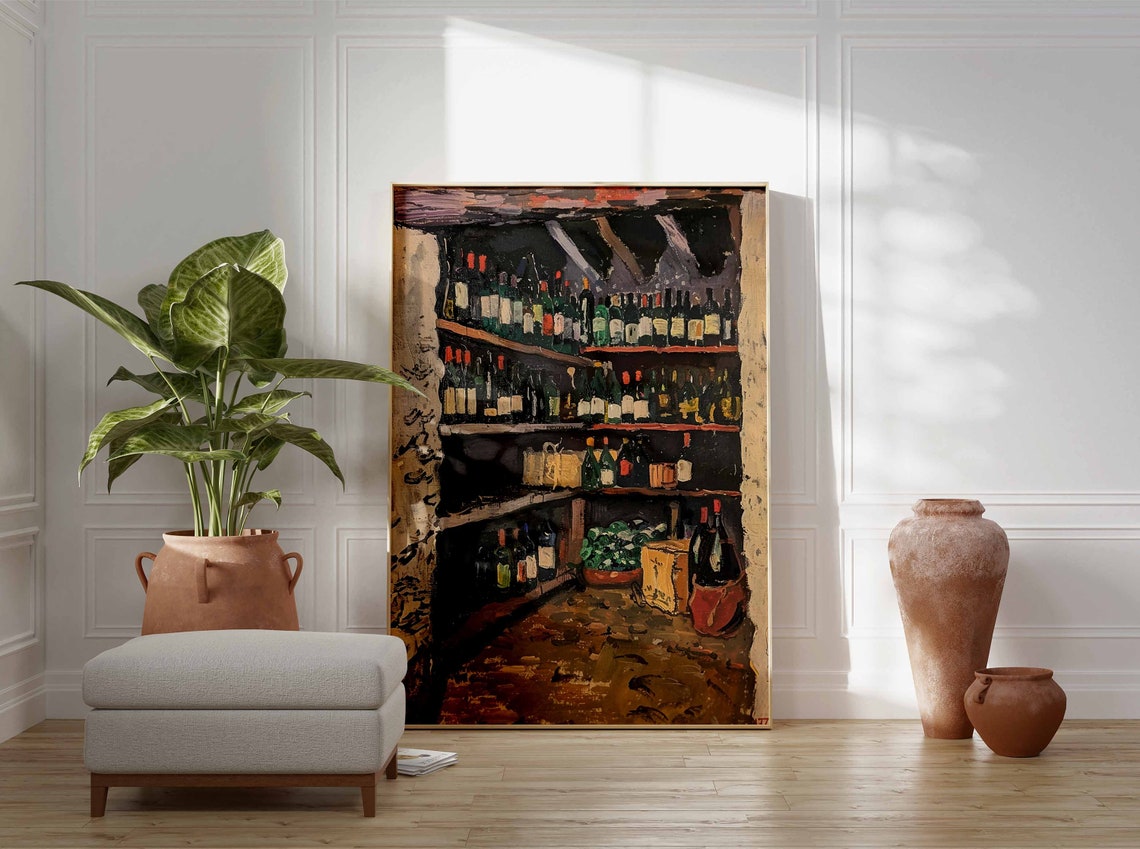 Vintage Wine Cellar Shelves Still Life Rustic Kitchen Decor Poster - Image 3