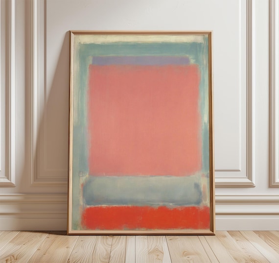 Coral Red Color Field Painterly Abstract Warm Minimalist Wall Art