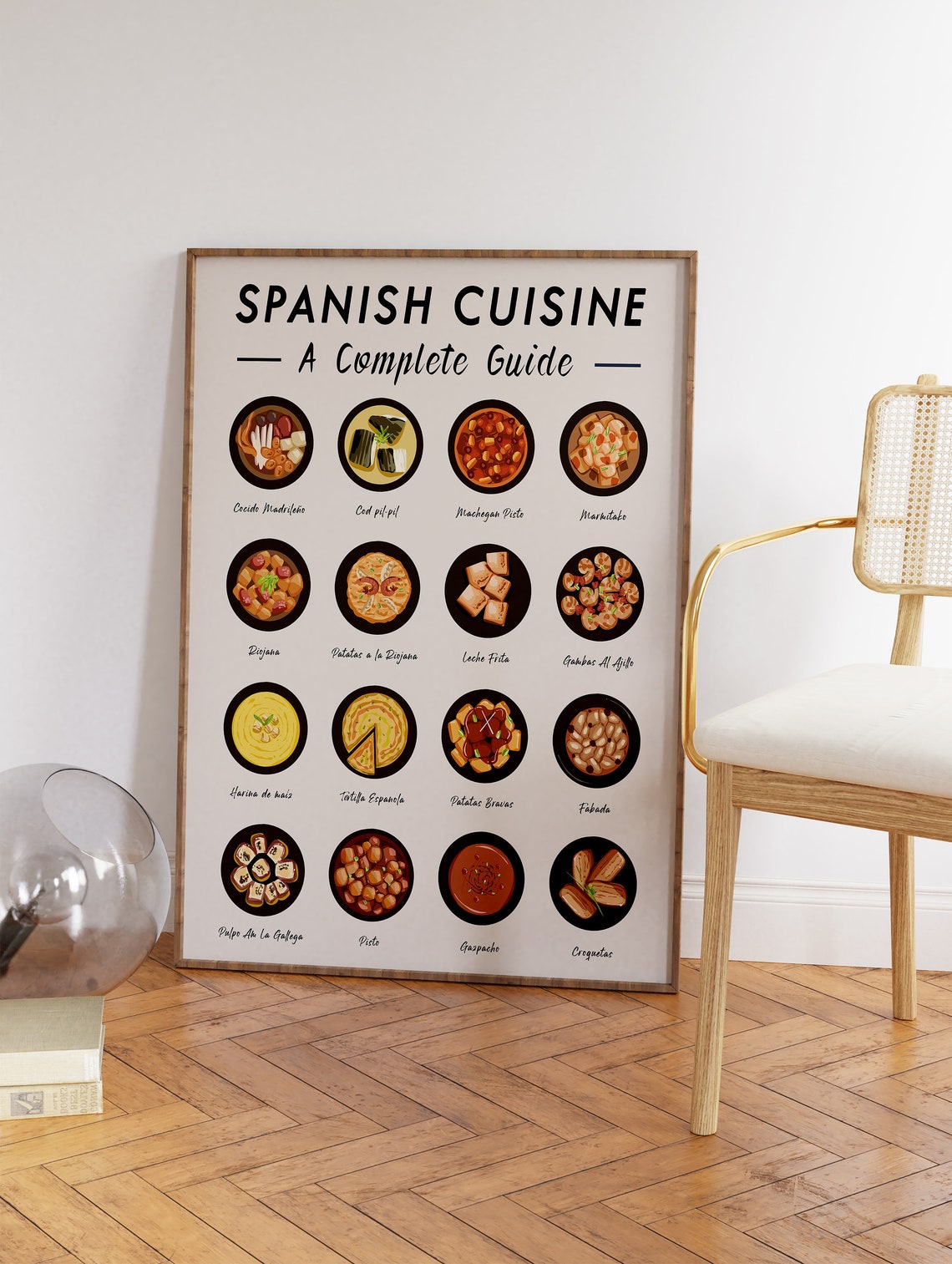 Spanish Cuisine Complete Guide 16 Dishes Illustrated Food Poster - Image 3