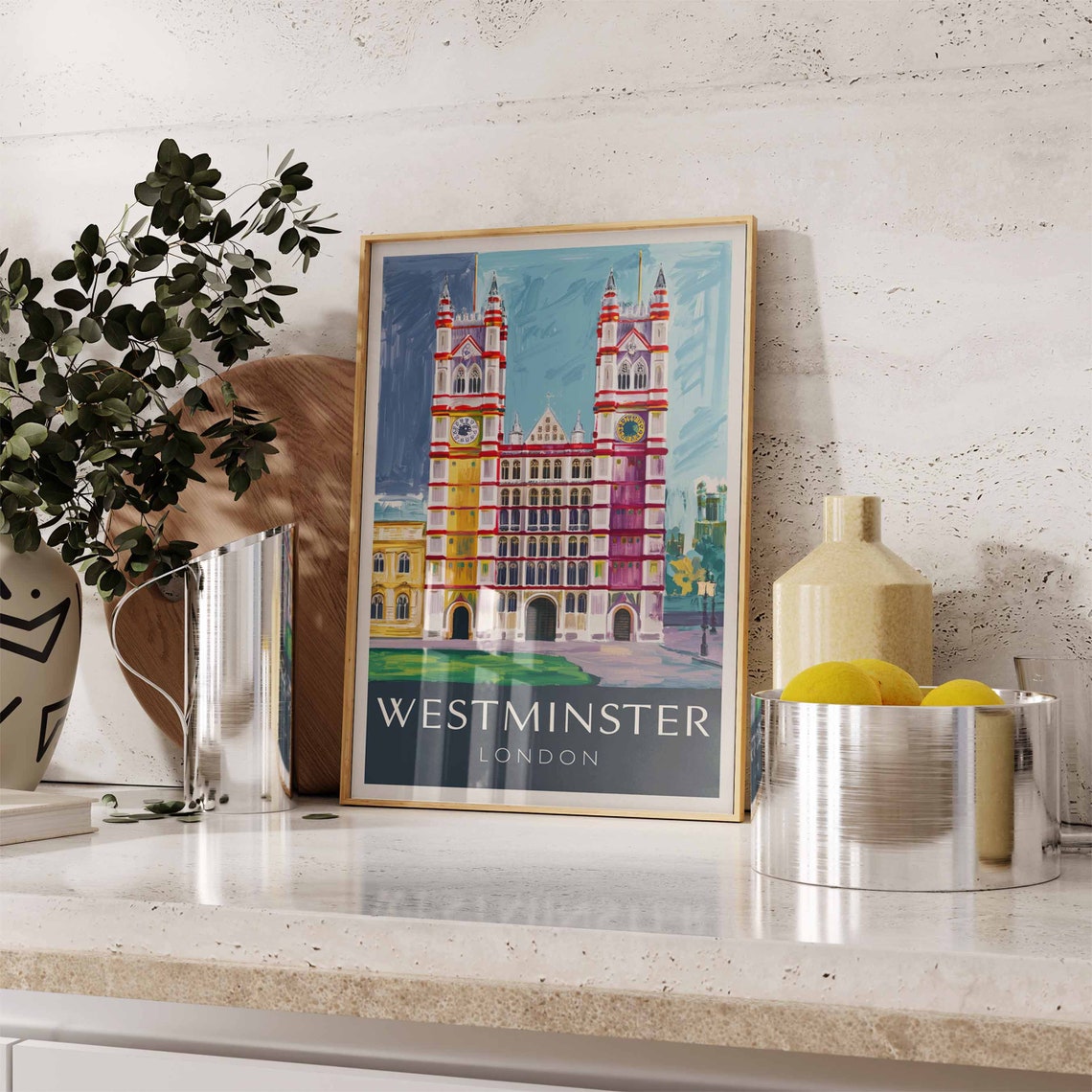 Westminster Abbey London Vibrant Twin Towers Painted Sky Poster - Image 3