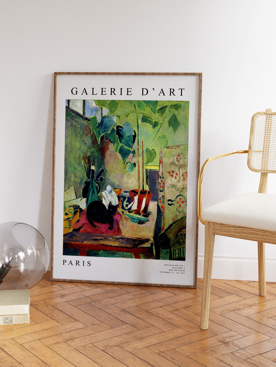 Paris Galerie d Art Black Cat Exhibition Poster 1936 Plants Art - Image 3