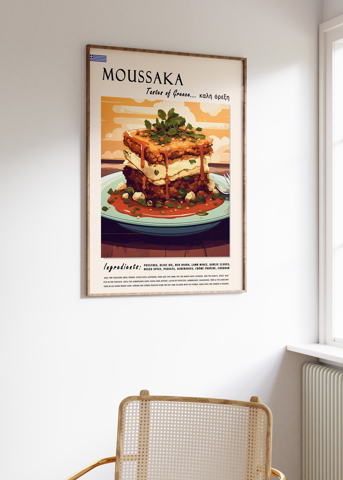 Moussaka Food Poster Greek Food Print Kitchen Decor Food And Drink Art Greece Gift Food Gift Mediterranean Food Poster Greece Art - Image 3