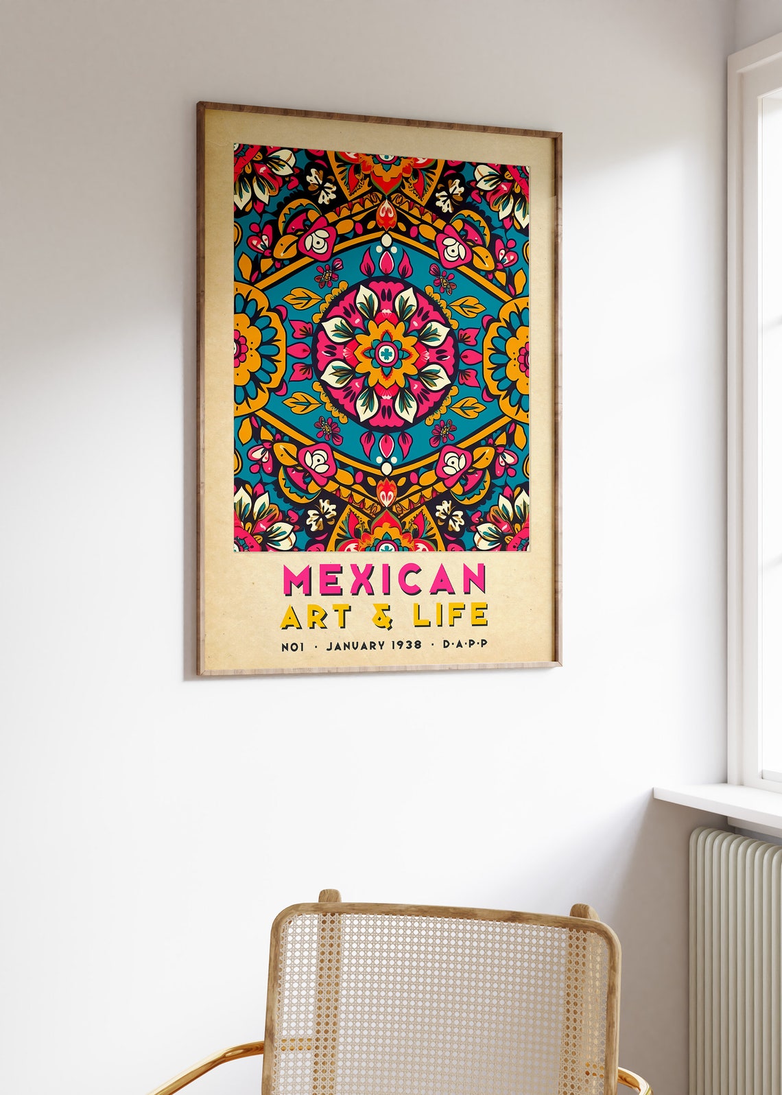 Mexican Art and Life Folk Pattern Mandala 1938 Vintage Poster - Image 3