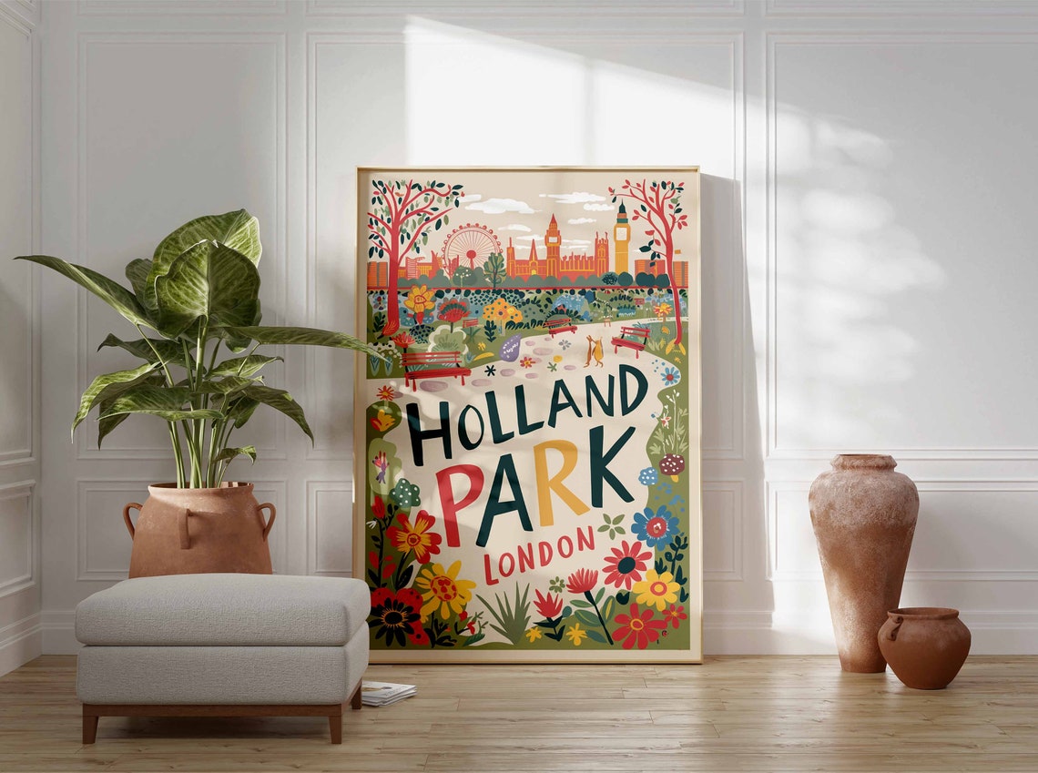 Holland Park Poster Botanical Print William Morris Print London Art London Poster London Travel Print Vintage Decor Retro Travel Art - Image 3