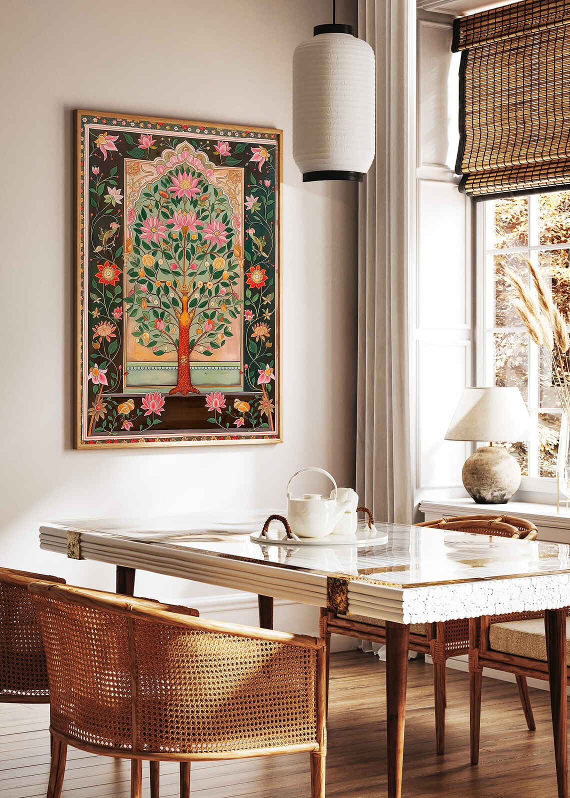 Indian Pichwai Tree Of Life Traditional Sacred Floral Art Poster - Image 2
