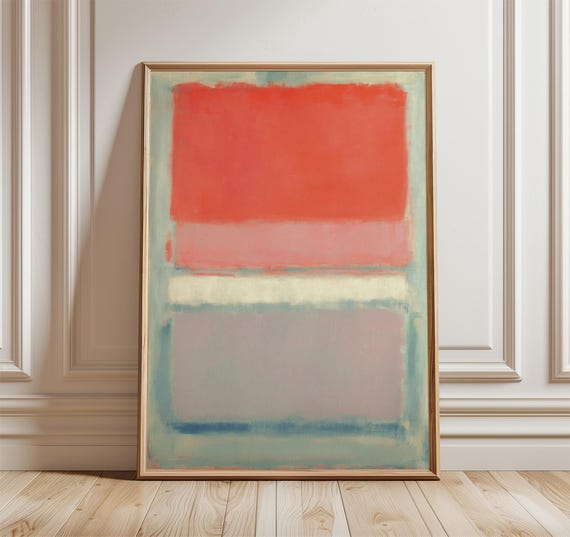 Abstract Red Color Field Poster, Mid-Century Inspired