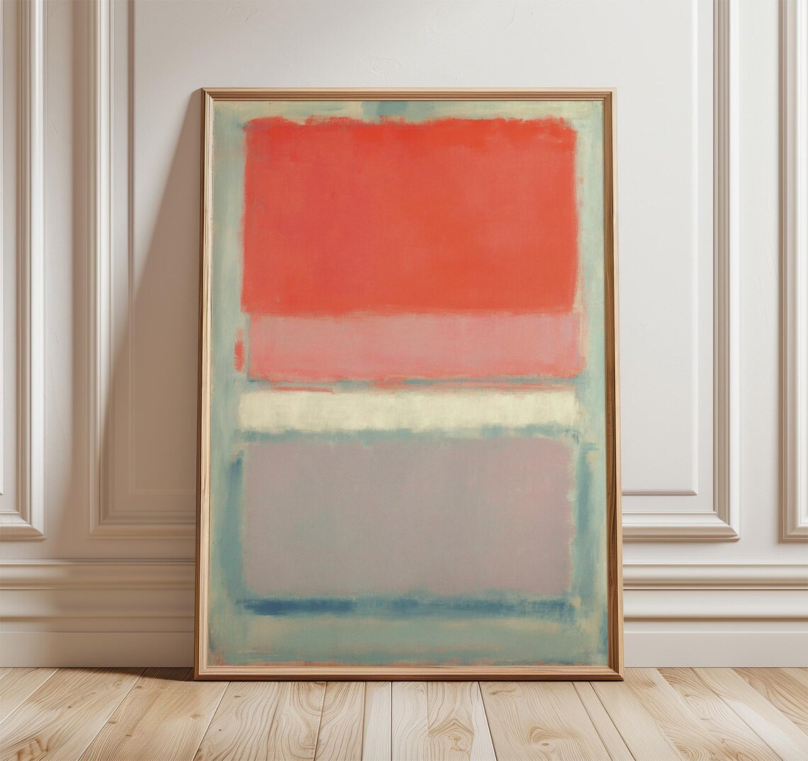 Abstract Red Color Field Poster, Mid-Century Inspired
