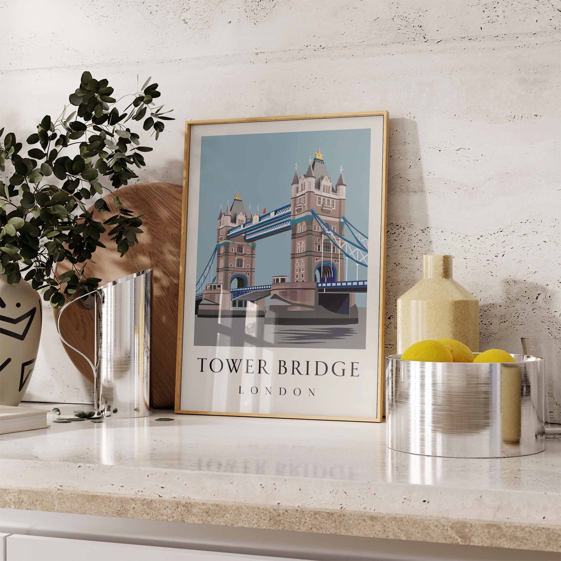 Tower Bridge Poster London Print London Art London Poster London Travel Print William Morris Print Vintage Decor Retro Travel Art - Image 2