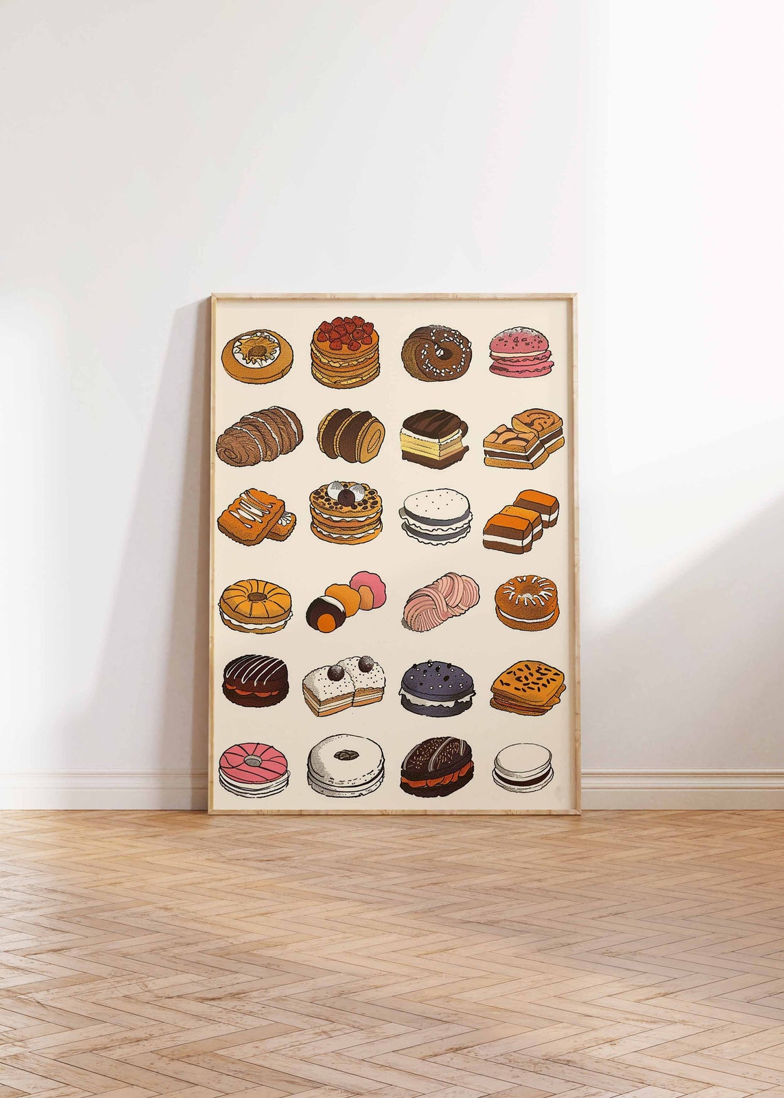Illustrated Sandwich Cake and Donut Collection Kitchen Poster Art - Image 2