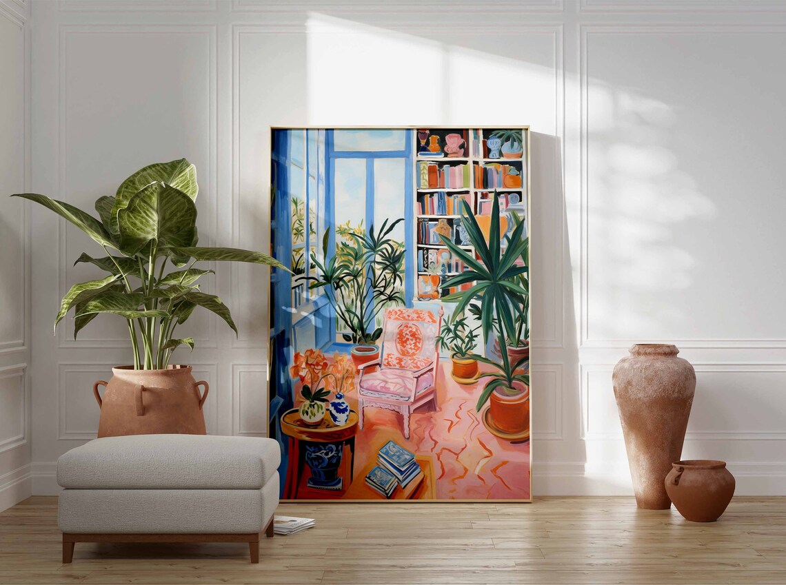 Vintage Library Sunlit Reading Room Books Cozy Nook Art Poster - Image 3
