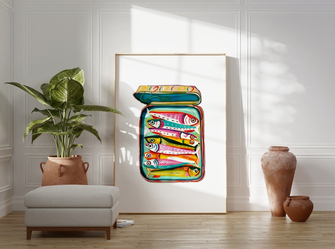 Sardine Tin Colorful Fish Pop Art Kitchen Wall Fun Decor Poster - Image 3