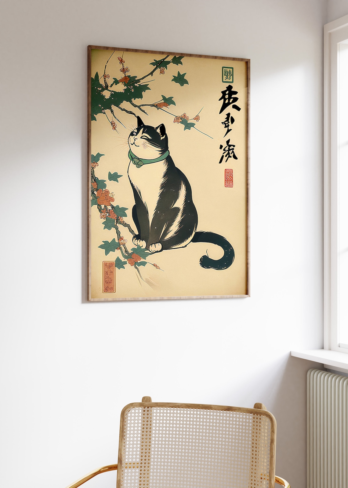 Japanese Cat Vintage Art Print, Cute Cat Decor - Image 3