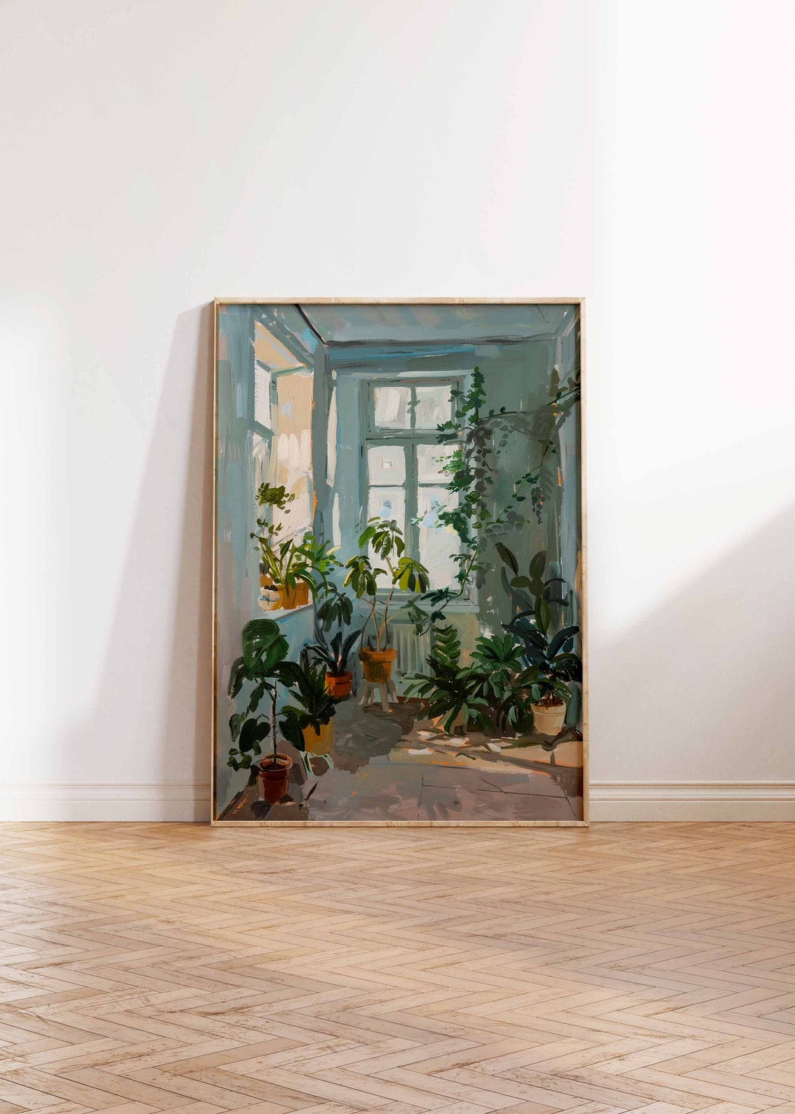 Sunlit Room with Potted Plants Impressionist Vintage Botanical Poster - Image 3