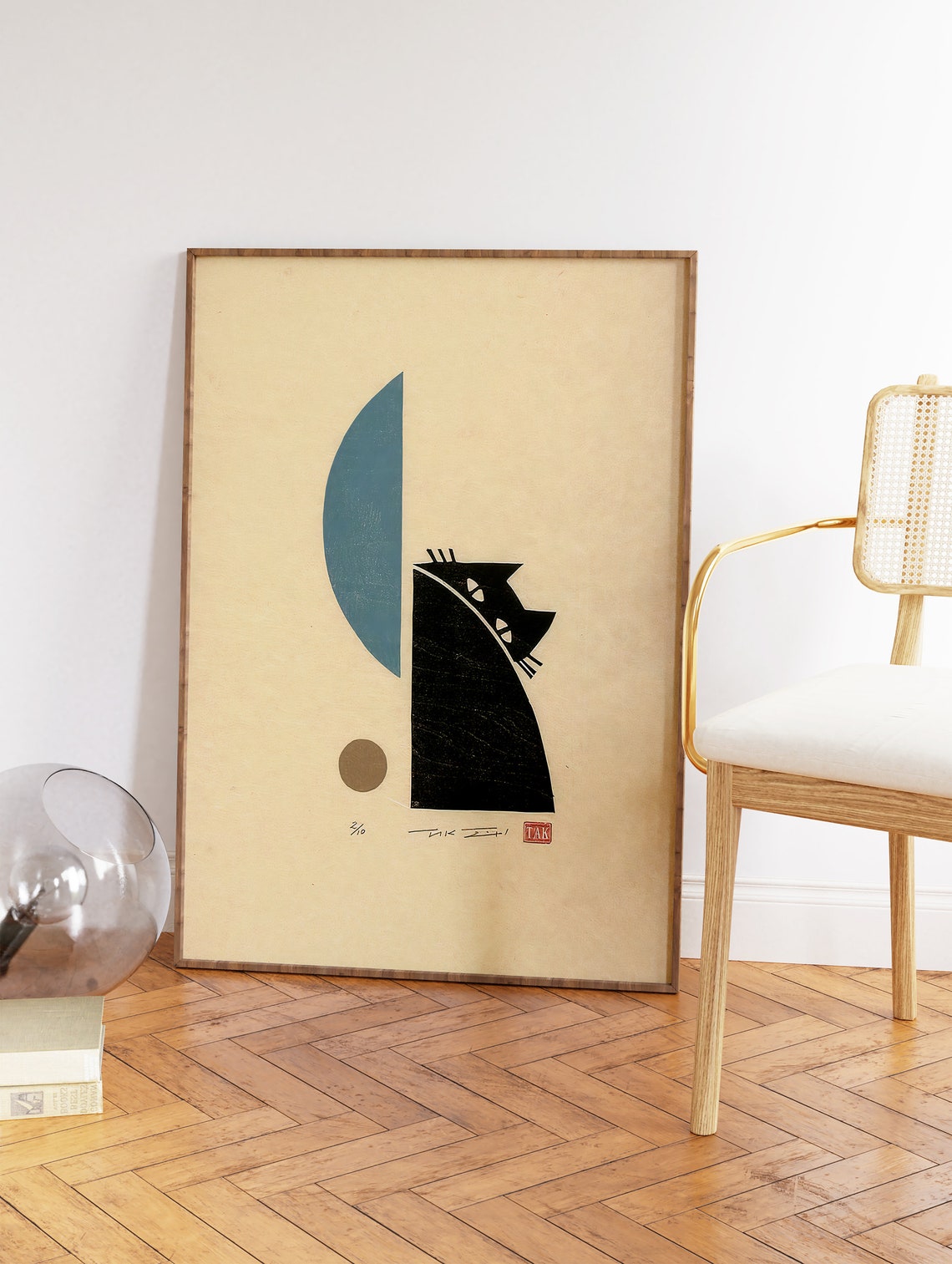 Japanese Cat Black Cat Animal Art Print - Image 3