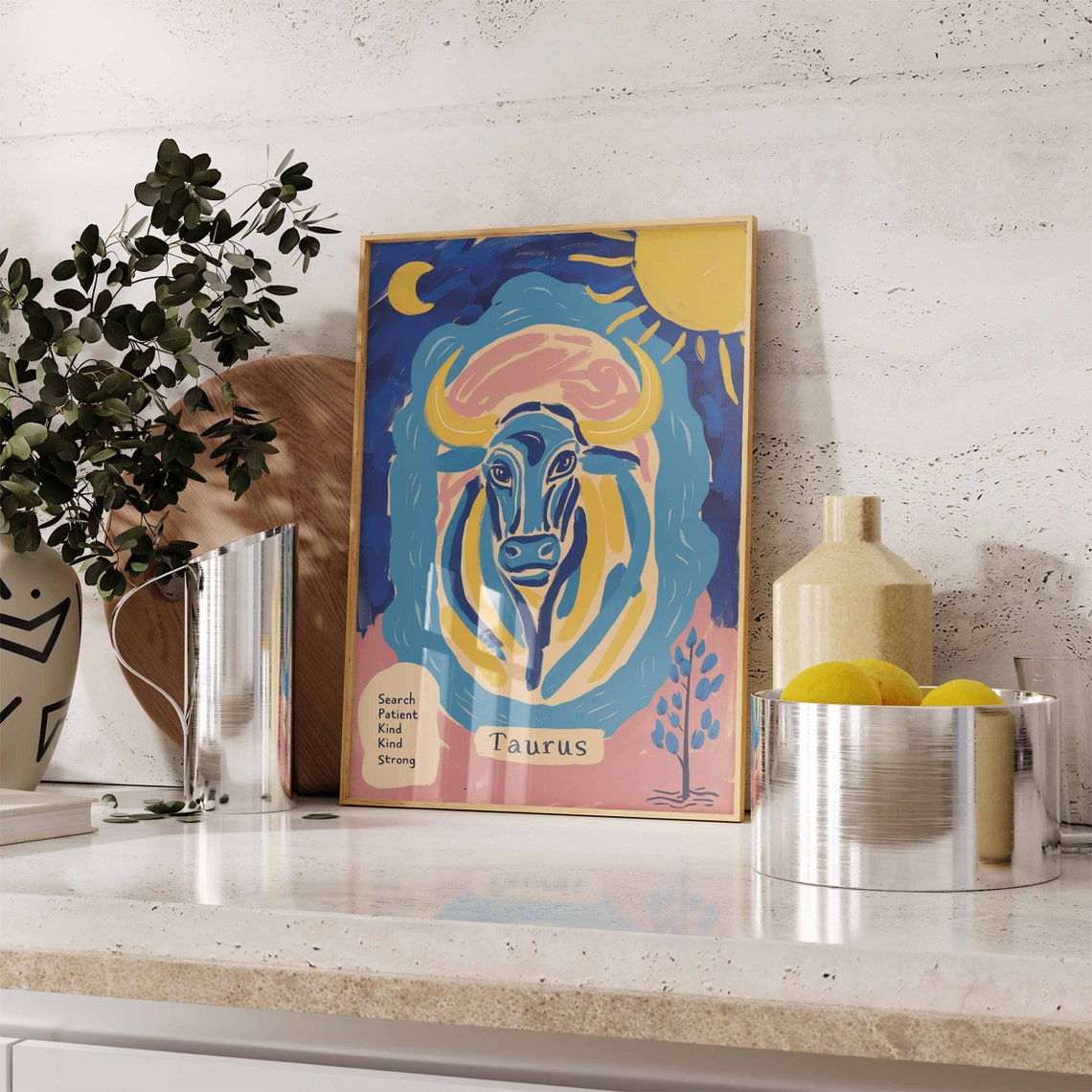 Taurus Zodiac Bull Colorful Celestial Night Sky Star Sign Poster - Image 3