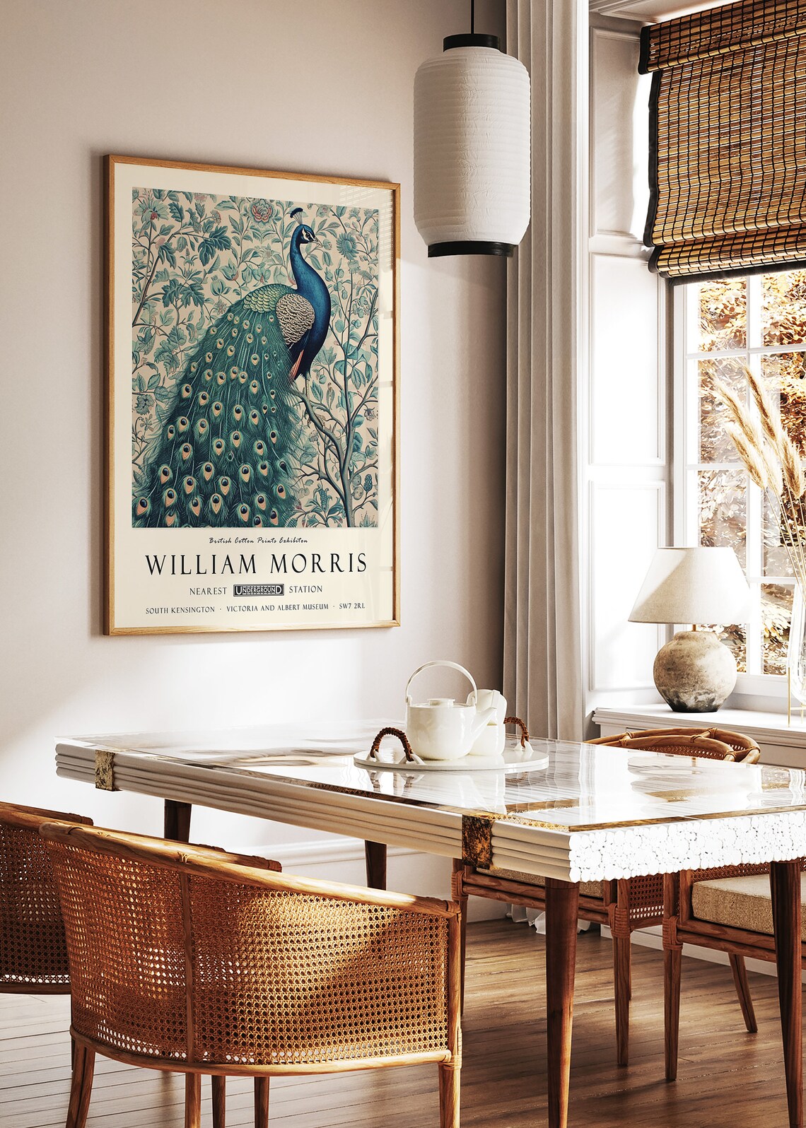 William Morris Peacock Exhibition Poster, Vintage Art Print - Image 3