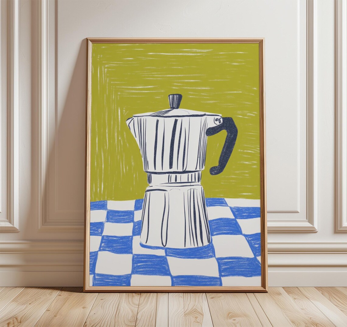 Modern Coffee Maker Poster, Minimalist Line Art