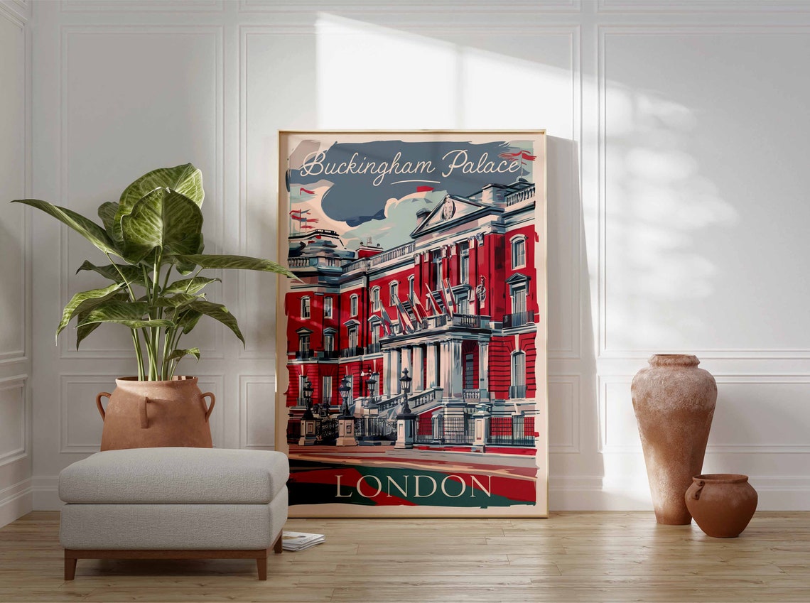 Buckingham Palace Poster London Print London Art London Poster London Travel Print William Morris Print Vintage Art Retro Travel Art - Image 3