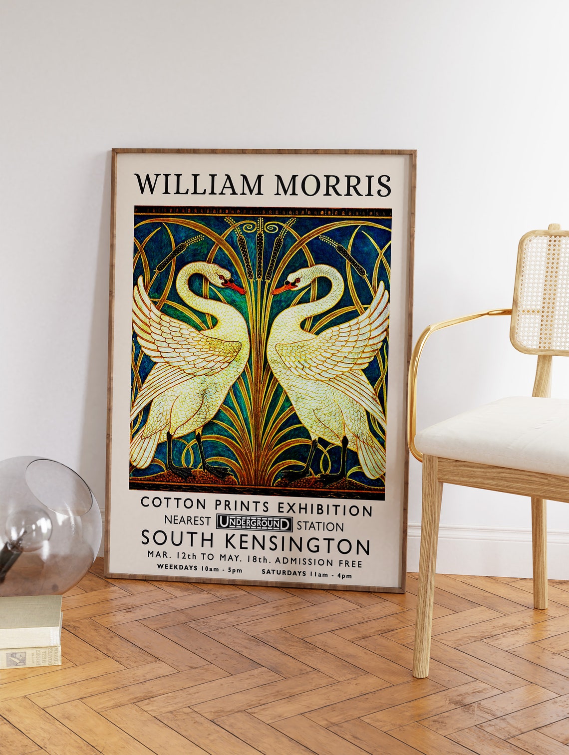 William Morris Cotton Prints Exhibition South Kensington Swan Poster - Image 3