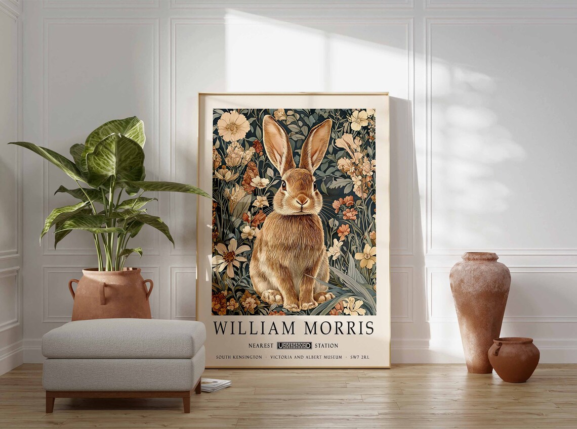William Morris Rabbit Botanical Art Print - Image 3