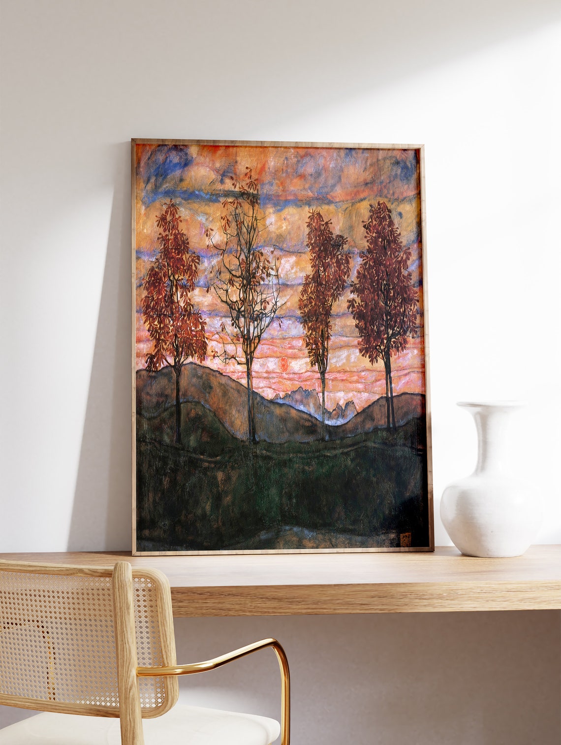 Egon Schiele Four Trees Autumn Landscape Expressionist Poster - Image 2