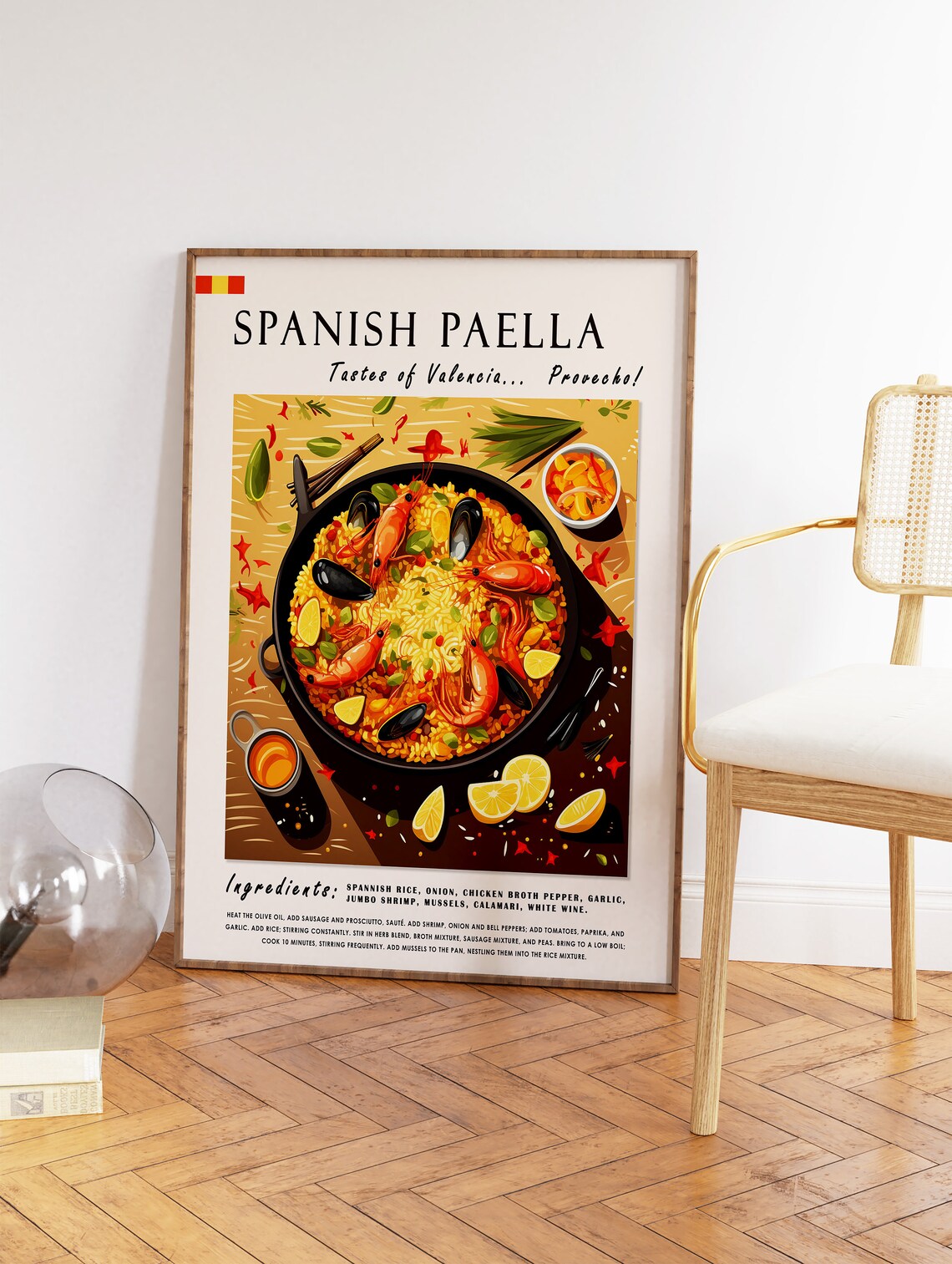 Spanish Paella Food Poster, Kitchen Art Print - Image 2