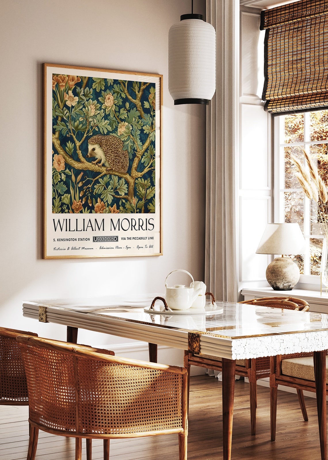 William Morris Hedgehog in Blossom Woodland Illustration Poster - Image 2