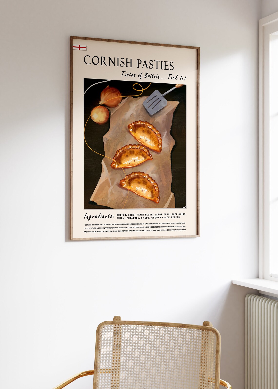 Cornish Pasty Retro Food Poster, Kitchen Art Print - Image 2