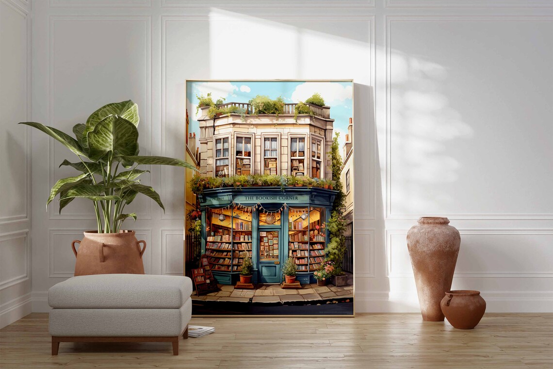 Vintage Book Store Poster, Book Lovers Art Print - Image 2